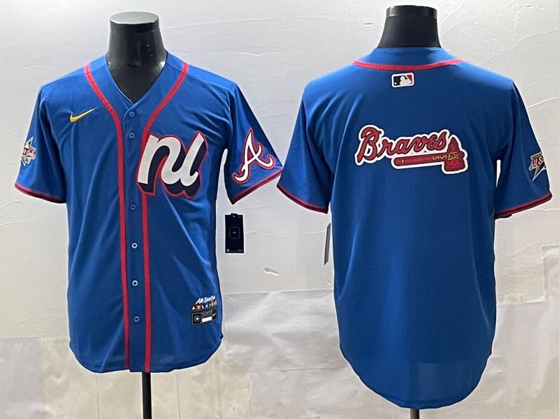 Men 2025 Atlanta Braves Blank Blue All star Blank Blue Nike MLB Jersey style 4->atlanta braves->MLB Jersey